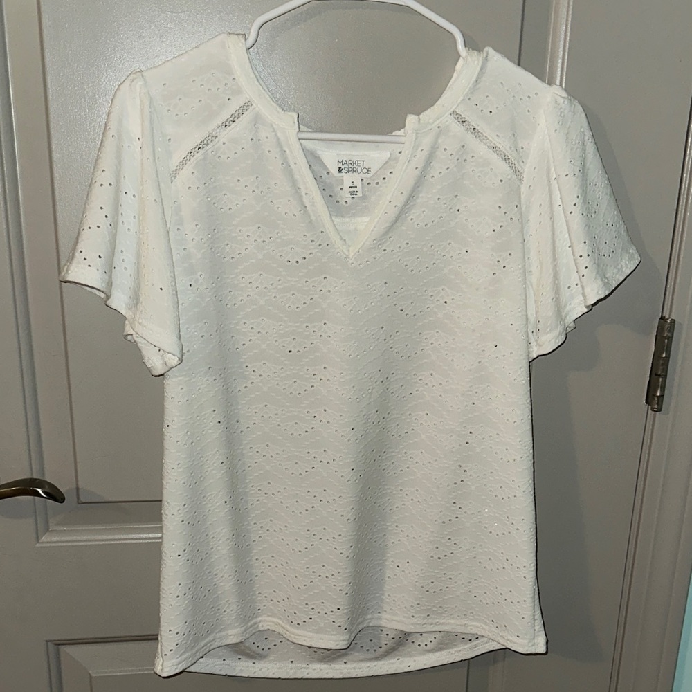 Market & Spruce Cream Eyelet Blouse